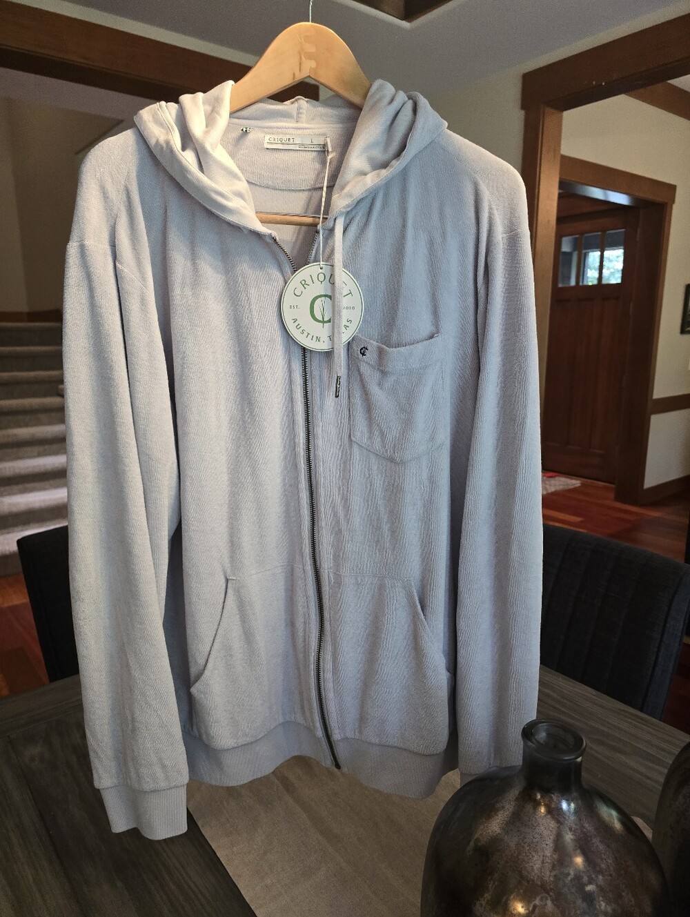 Criquet - Light Grey, Men's, Terry, Zip Hoodie - Size Large. Brand New w/Tags